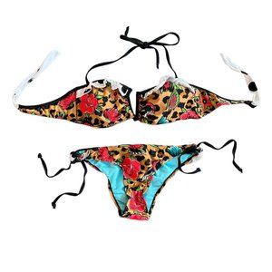 Ed Hardy Vintage Y2K Bikini Set in Multi Colored Pattern
